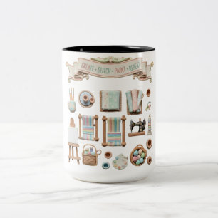 Süße Kunst-, Handwerks- und Näh-Elemente Clipart - Zweifarbige Tasse