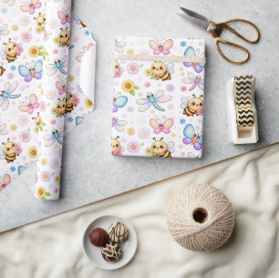 Süße Kunst mit Bienen, Libellen und Schmetterlinge Geschenkpapier
