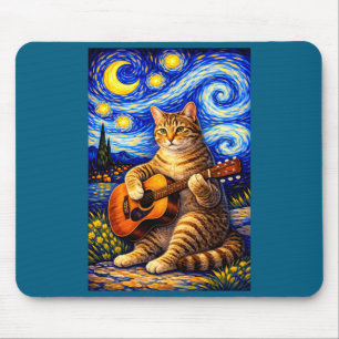 Süße Kunst Tabby-Kat spielt Gitarre Whimsical Mousepad