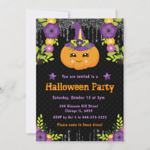 Süße Kürbis-Blumen-Halloween-Party Einladung