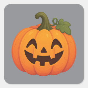 Süße Kürbis-Halloween-Cartoon-Illustration Quadratischer Aufkleber