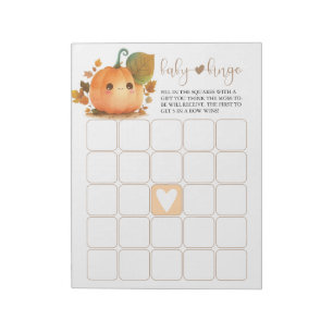 Süße Kürbis-Herbst-Baby-Bingo Notizblock
