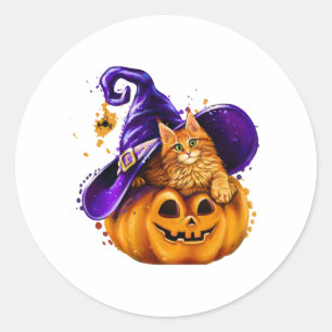 Süße Kürbis-Katze Halloween für Kitten-Liebhaber K Runder Aufkleber
