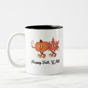 Süße Kürbis- und Blatt-Herbstfreunde-Kunst Zweifarbige Tasse