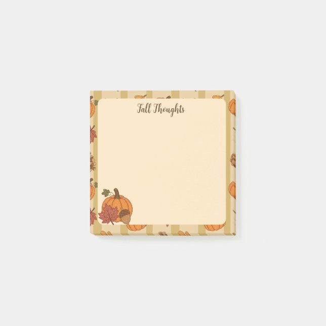 Süße Kürbis- und Herbstblatt-Haftnotizen Post-it Klebezettel (Vorderseite)