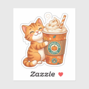 Süße Kürbisgewürz-Latte-Katzen-Cozy-Autumn-Hallowe Aufkleber