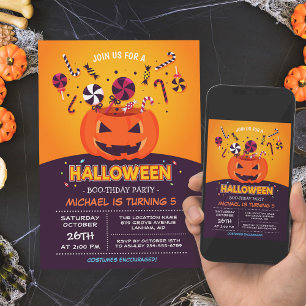 Süße Kürbislaternen-Kinder Halloween-Geburtstagsfe Einladung