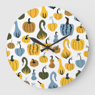 Süße Kürbisse Cartoon Handgezeichnet Große Wanduhr