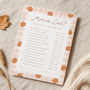 Süße Kürbisse Mom oder Dad Baby Shower Spiel