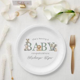 Süße Kuscheltiere Geschlechtsneutrale Babyparty Pappteller