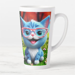 Süße lächelnde blaue Katze-55665 Milchtasse