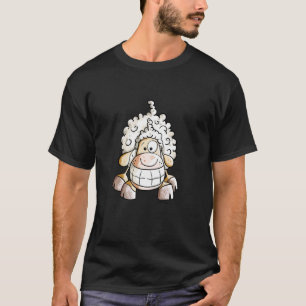 Süße lächelnde Cartoon-Schafe Lustige Bauernhoftie T-Shirt