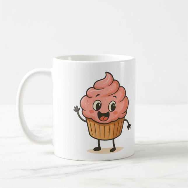 Süße lächelnde Cupcake-Tasse Kaffeetasse (Links)