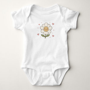 Süße lächelnde Gänseblümchen-Blume Pastell-Herzen Baby Strampler