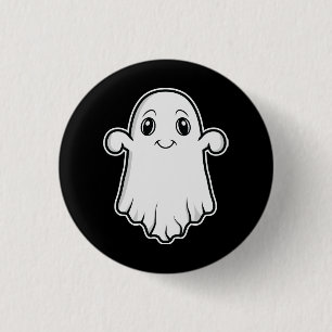 Süße lächelnde Geist-Cartoon-Illustration Hallowee Button