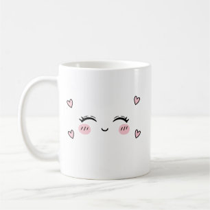 Süße lächelnde Gesichts-Tasse Weiches Herz Ästhet Kaffeetasse