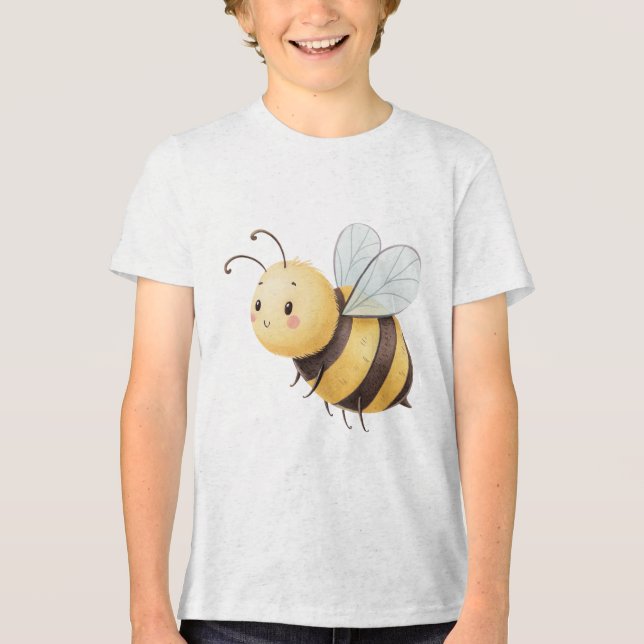 Süße lächelnde Hummel-Illustration Tri-Blend Shirt (Vorderseite)