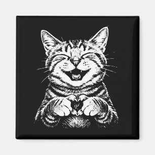 Süße lächelnde Katze macht Herz Hände Lustige Katz Magnet