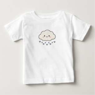 Süße lächelnde Regenwolke, die Herzen regnet, Ästh Baby T-shirt