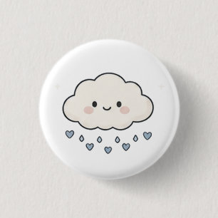 Süße lächelnde Regenwolke, die Herzen regnet, Ästh Button