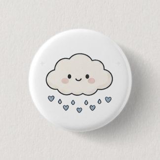 Süße lächelnde Regenwolke, die Herzen regnet, Ästh Button