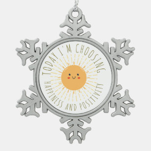 Süße lächelnde Sonne Schneeflocken Zinn-Ornament