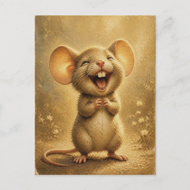 Süße Lachmaus Fine Art Postkarte (Vorderseite)