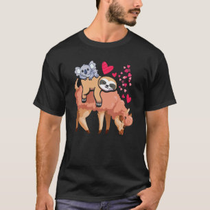 Süße Lama Faultier Koala Valentinstag Muttertag T-Shirt
