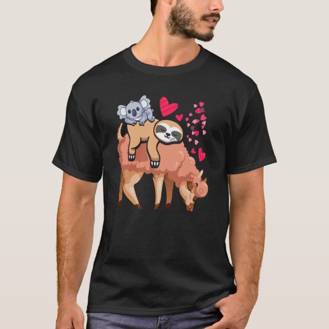 Süße Lama Faultier Koala Valentinstag Muttertag  T-Shirt (Vorderseite)