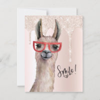 Süße Lama Mädchenhaft Rosa Glitter Dankeschön