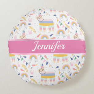 Süße Lama-Regenbogen-Babyzimmer Rundes Kissen