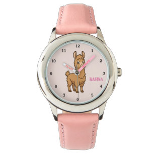 Süße Lama-Tier-Alpaka-Mädchen-Kinder Armbanduhr