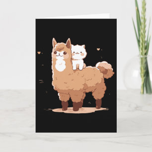 Süße Lama und Katze  Karte