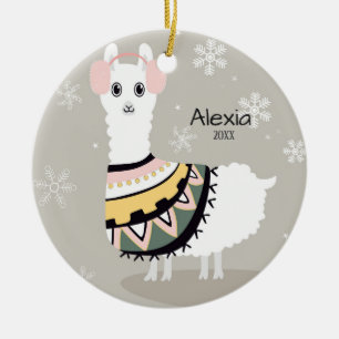 Süße Lama-Weihnachten Keramik Ornament