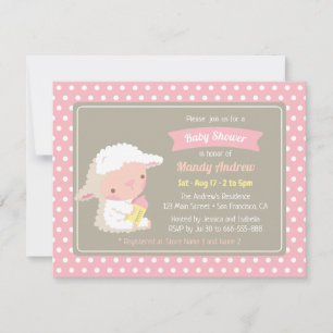 Süße Lamm-Milchflasche Rosa Babyparty Einladung