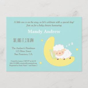 Süße Lamms auf dem Mond - Baby Shower Party Einlad Einladung
