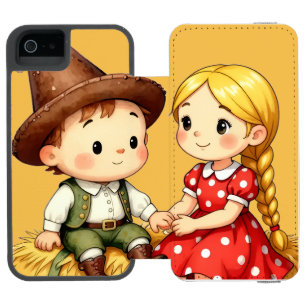 Süße Landkinder auf einem Heuballen – rustikale Ca Incipio Watson™ iPhone 5 Geldbörsen Hülle