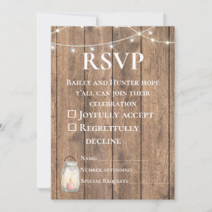 Süße ländliche Hochzeits-RSVP-Karte   Rustikale Fa Einladung