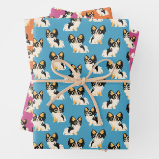 Süße Langhaar-Chihuahuas Geschenkpapier Set