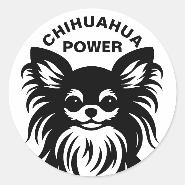 Süße langhaarige Chihuahua-Cartoonfigur Runder Aufkleber (Vorderseite)