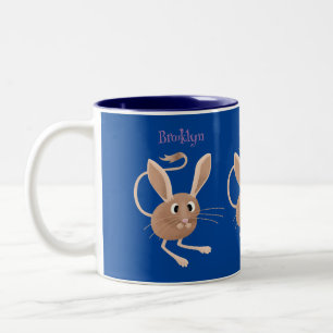 Süße Langohren-Springmaus Cartoon-Illustration Zweifarbige Tasse