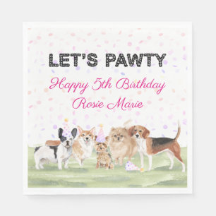 Süße Lass uns feiern Rosa individuelle Hundegeburt Serviette