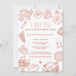 Süße, lässige Freunde-Dankfest-Essen-Feier Einladung