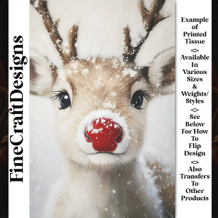 Süße Laune Rentier Rudolph im Schnee BW7 Decoupage Seidenpapier