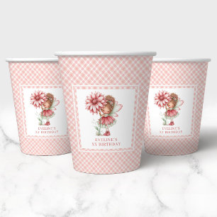 Süße Launen-Elfe Rosa Blumen 2. Geburtstag Papier Pappbecher