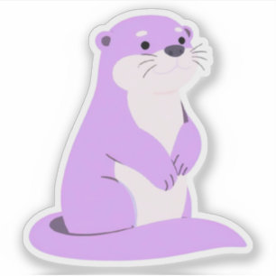 Süße Lavendel-Otter Kawaii-Tier-Illustration Aufkleber