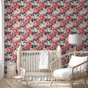 Süße lebendige rosa weiße Pfingstrosen Chic floral Tapete
