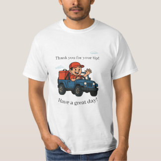 Süße Lebensmittel-Lieferfahrer Cartoon-Jeep T-Shirt