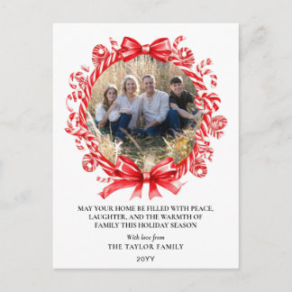 Süße Lebkuchen-Weihnachtskarte mit Kranz Foto Feiertagspostkarte