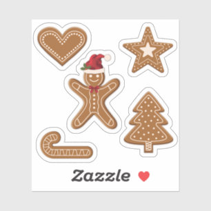 Süße Lebkuchen-Weihnachtsplätzchen Formen Aufkleber